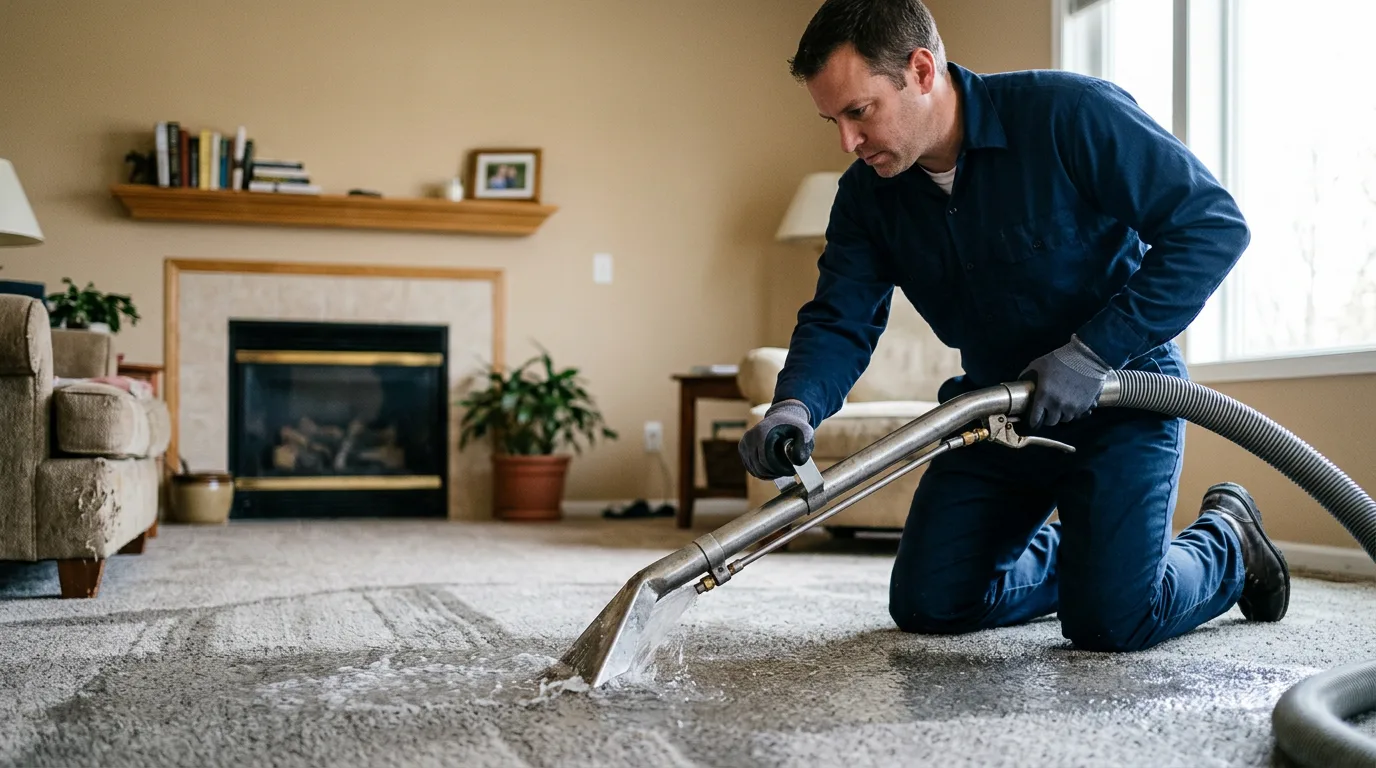 Water damage restoration technician working near Genesee, MI